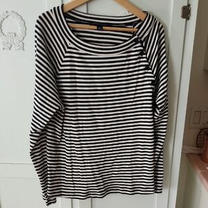 XL Banana Republic Black and White Striped Long Sleeve Top